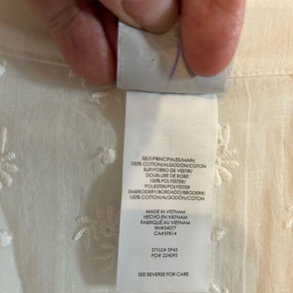 New Midsummer Dress by Cabi #5943 Embroidered Eyelet Button Front Sz 8 - Picture 11 of 14